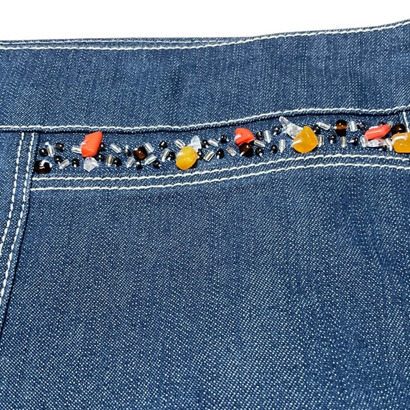 LANA SPORT Cotton Blend Chambray A-Line Skirt Beaded and Embroidered Back Zip 18 - Picture 7 of 9